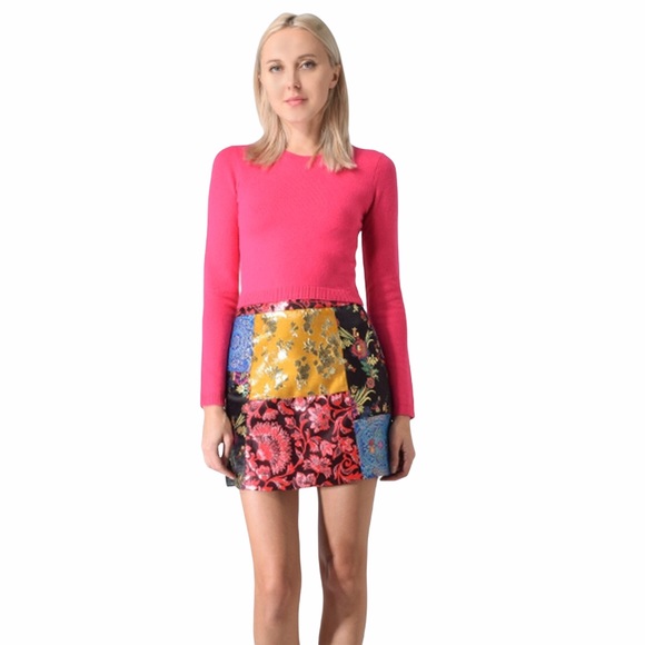 Alice + Olivia Dresses & Skirts - new Alice + Olivia ᪥ Mixed Print Patchwork A Line Mini Skirt ᪥ Gold Brocade ᪥ 6